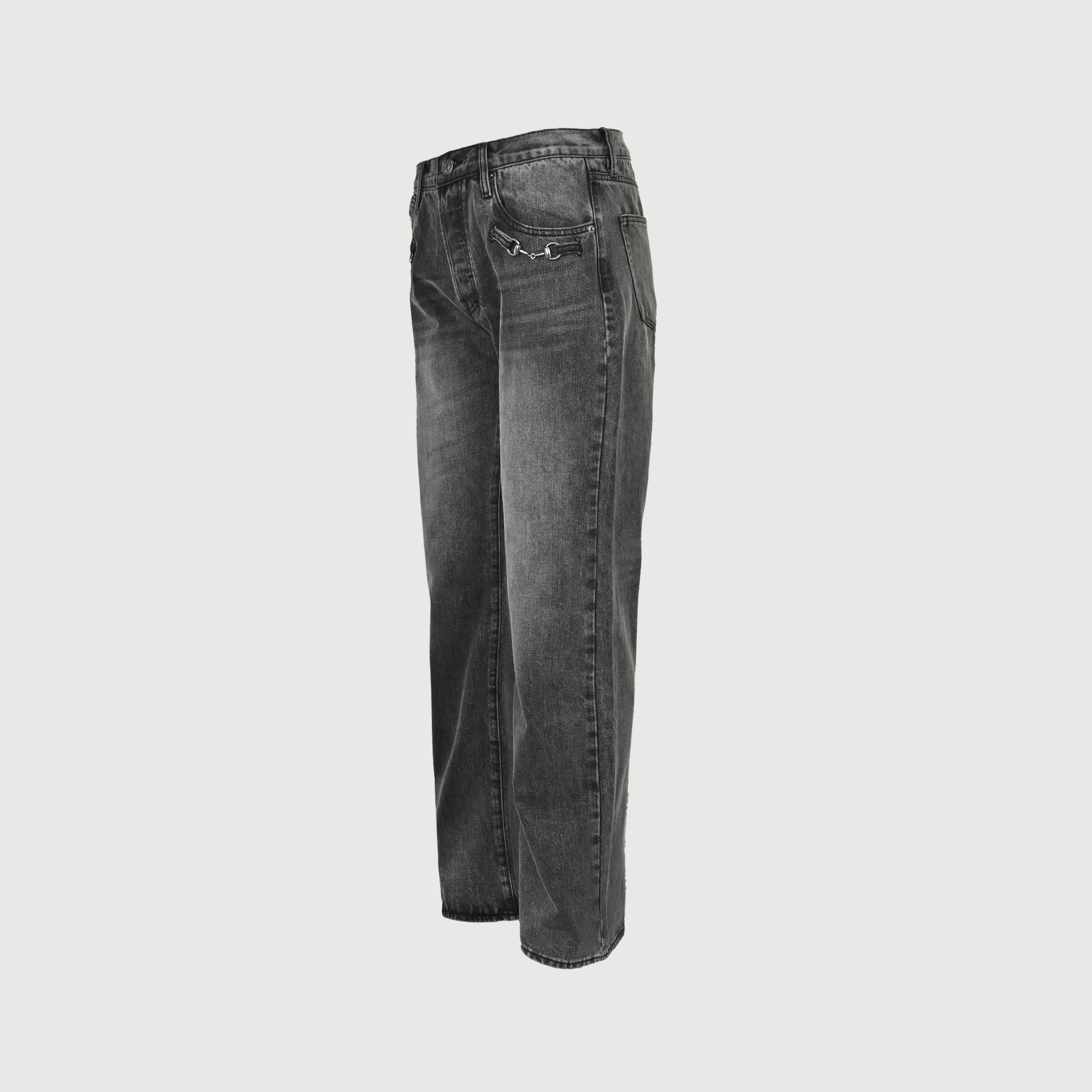 Gucci GUC Nano Lock-Clasp Washed Grey Denim Jeans – Unisex