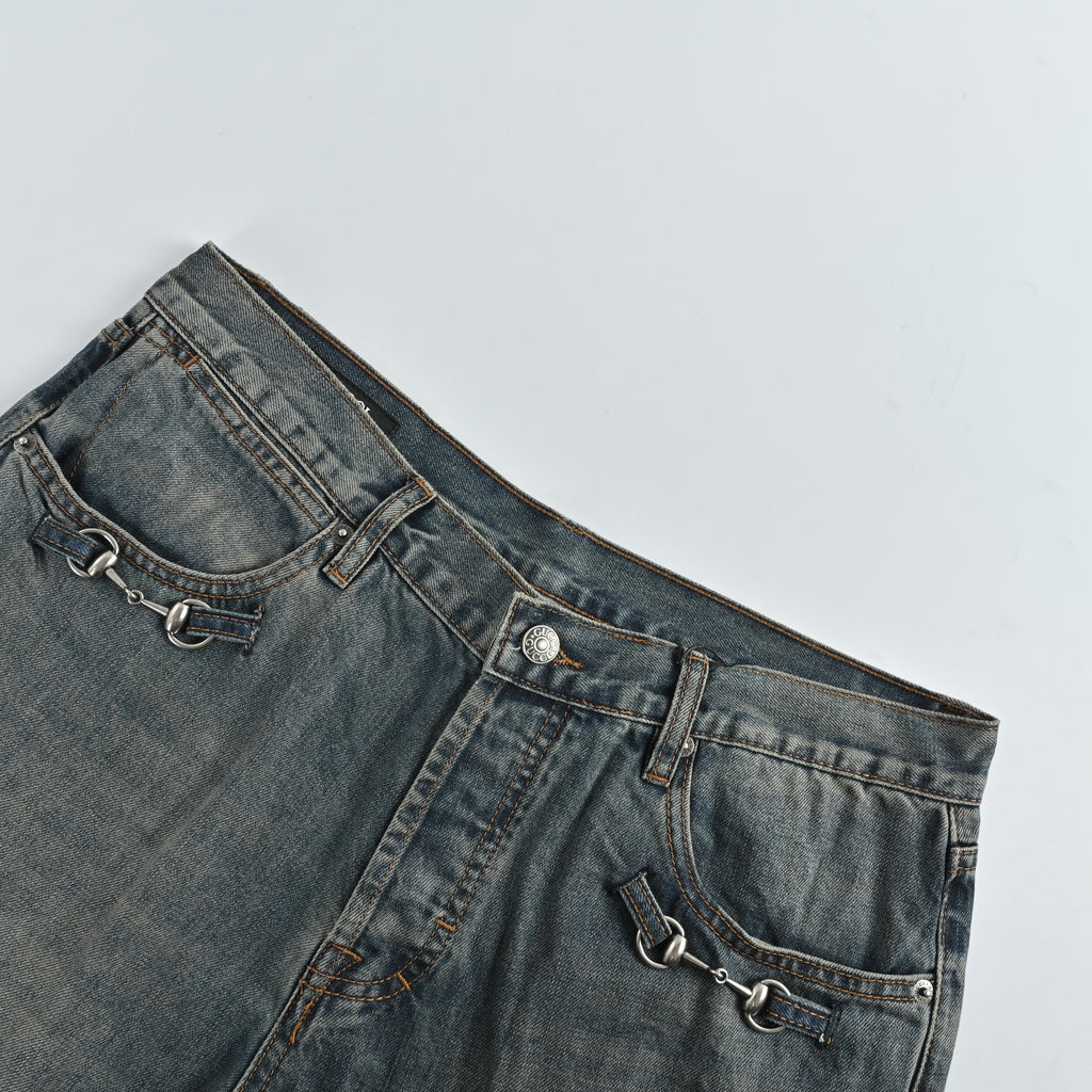 Gucci GUC Nano Lock-Clasp Washed Blue Denim Jeans – Unisex NP6401215