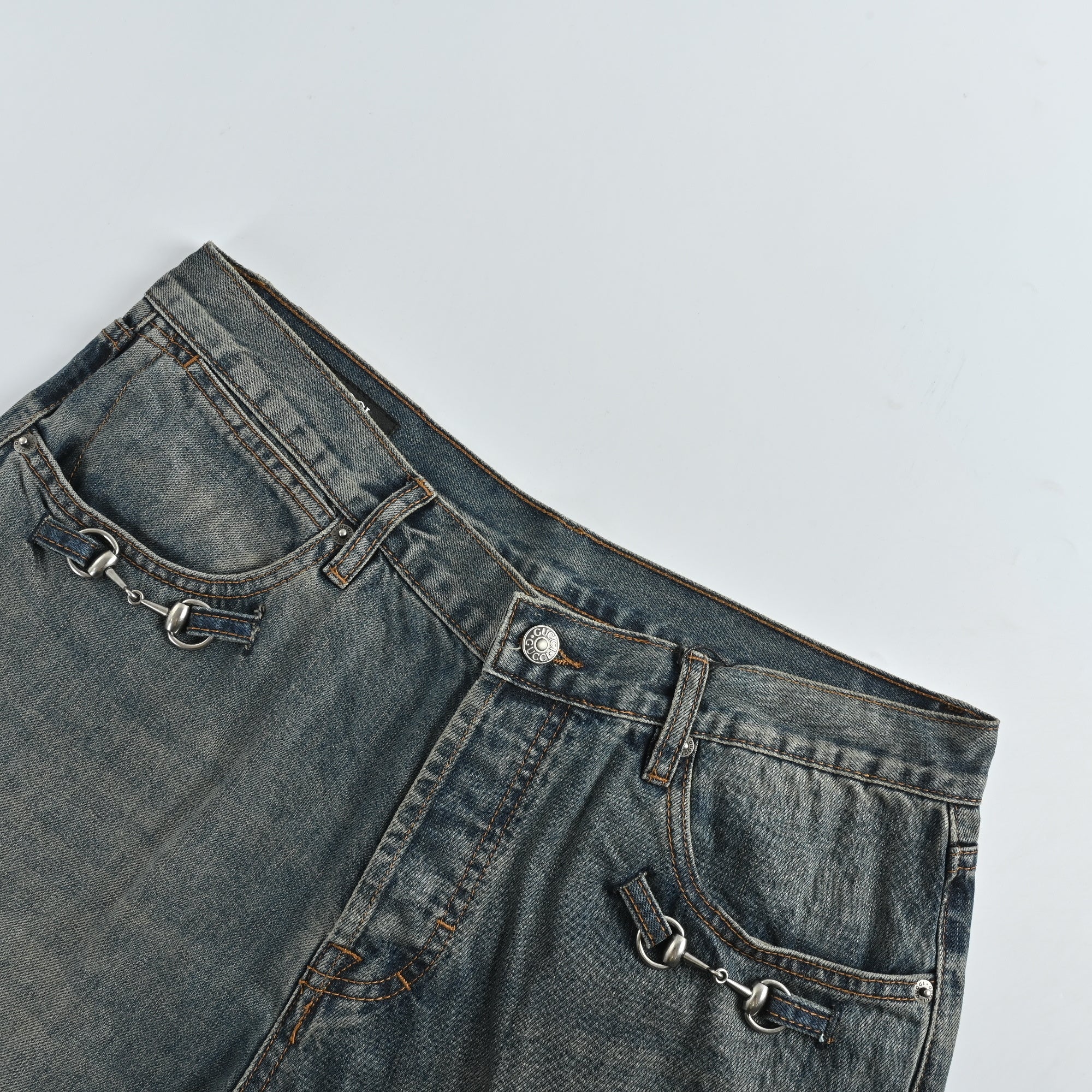 Gucci GUC Nano Lock-Clasp Washed Blue Denim Jeans – Unisex NP6401215