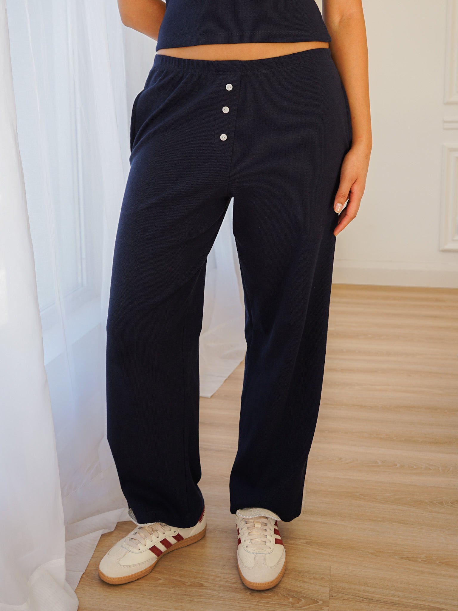 Rib Boxer Pants Navy